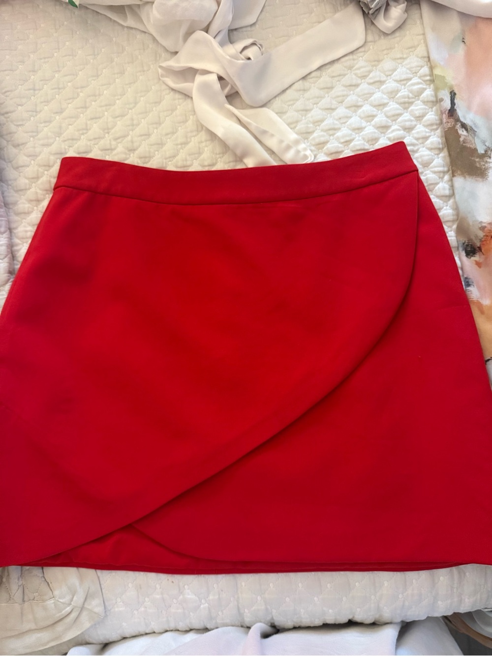 Alice + Olivia Red Wrap-Style Mini Skirt